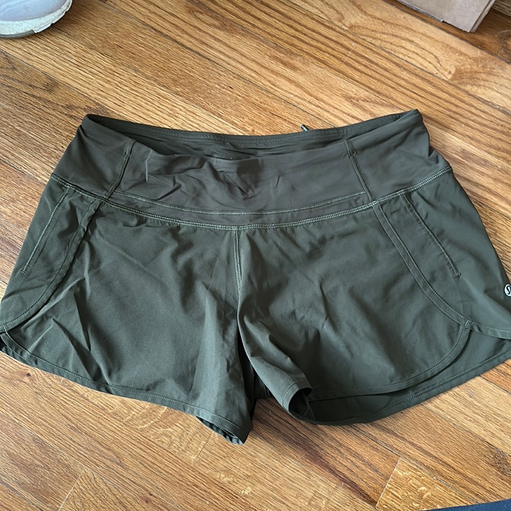 Army green lulu lemon shorts size 8